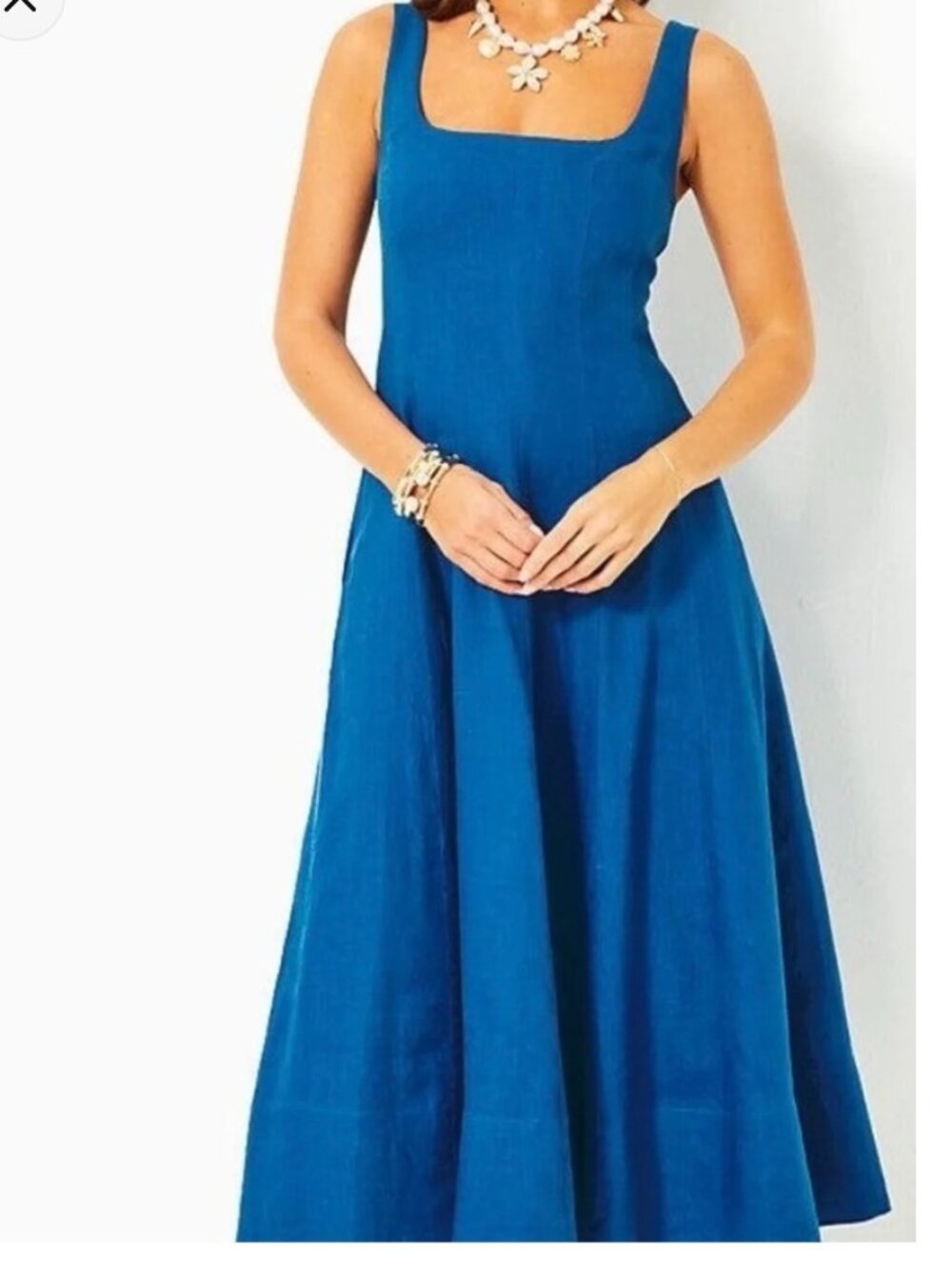 NWT Lilly Pulitzer Calina Linen Midi Dress Barton Blue